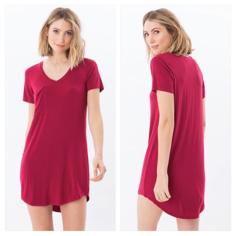 NWT Z Supply ‘The Pocket Tee Dress’ | Dark Ruby | Size Medium